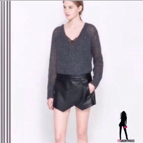 Zara Pants - Black Leather Skort